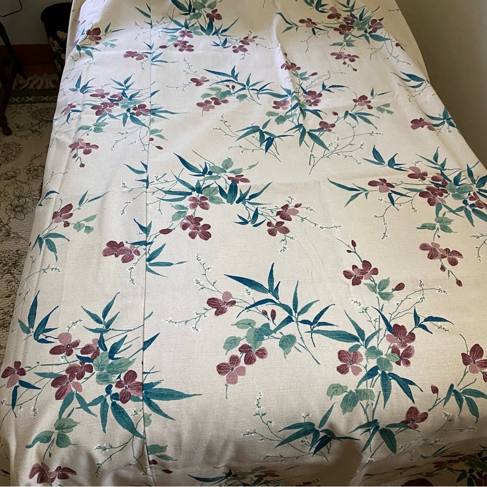 Vintage Floral Drapery Curtain Panel Screen Print 75”x80”